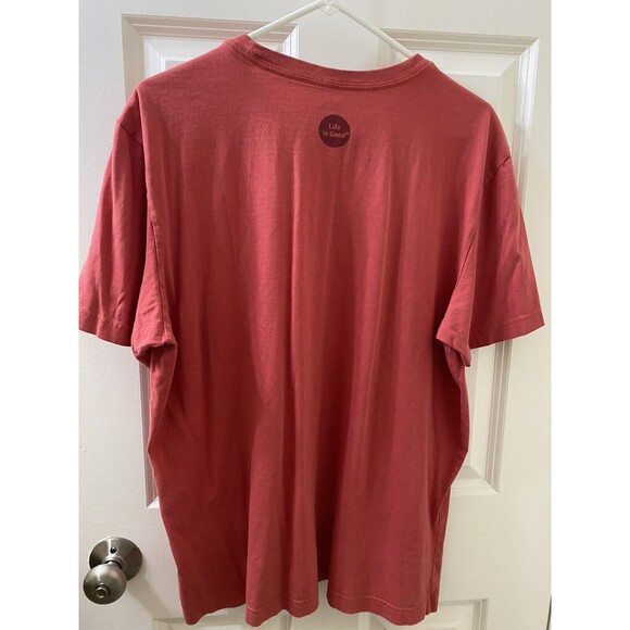 Life is Good Shirt Mens Large Red Short Sleeve Crusher American Flag Casual - Picture 6 of 9